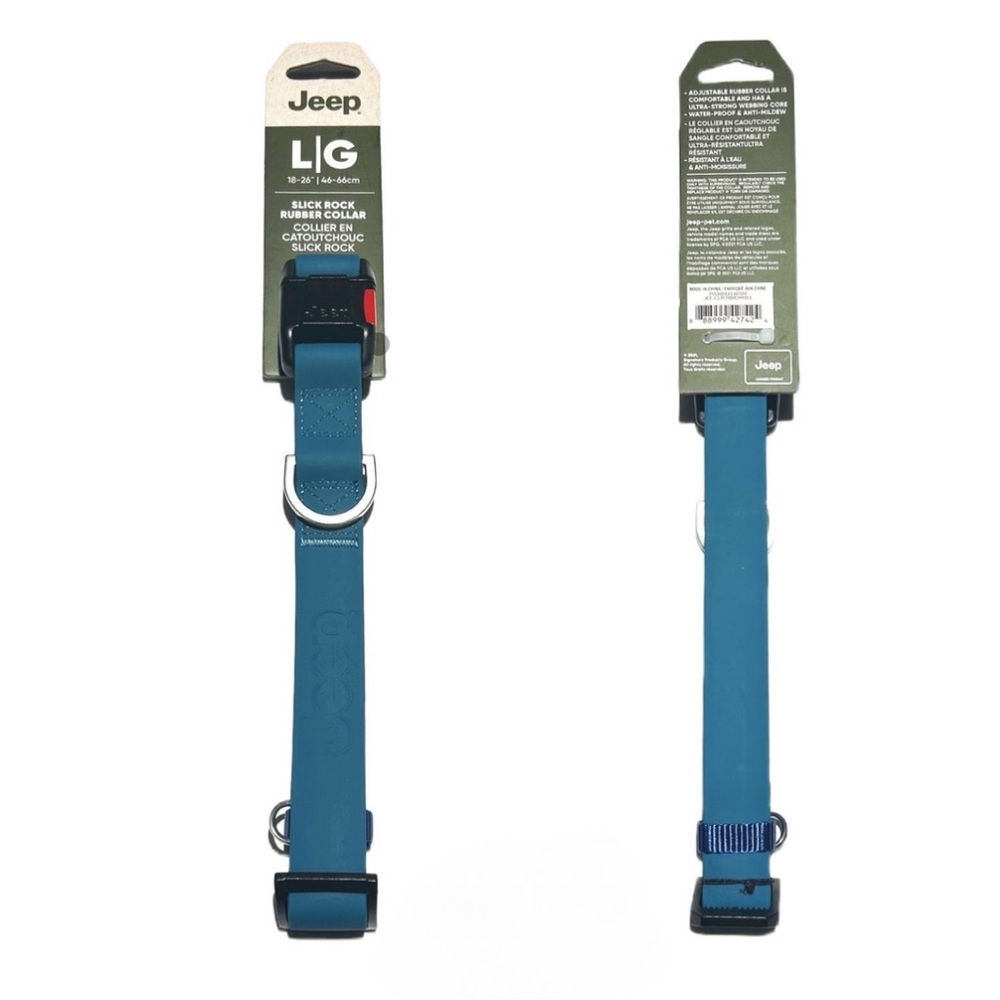 New Jeep Slick Rock Rubber Dog Collar Waterproof‎ Hydro Blue Large 18-26"